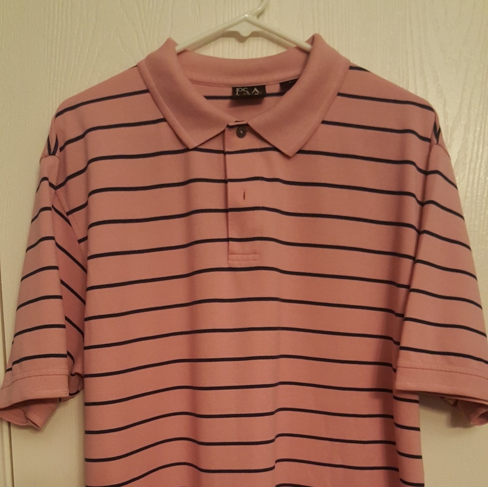 Jos. A. Bank pink & navy striped polo